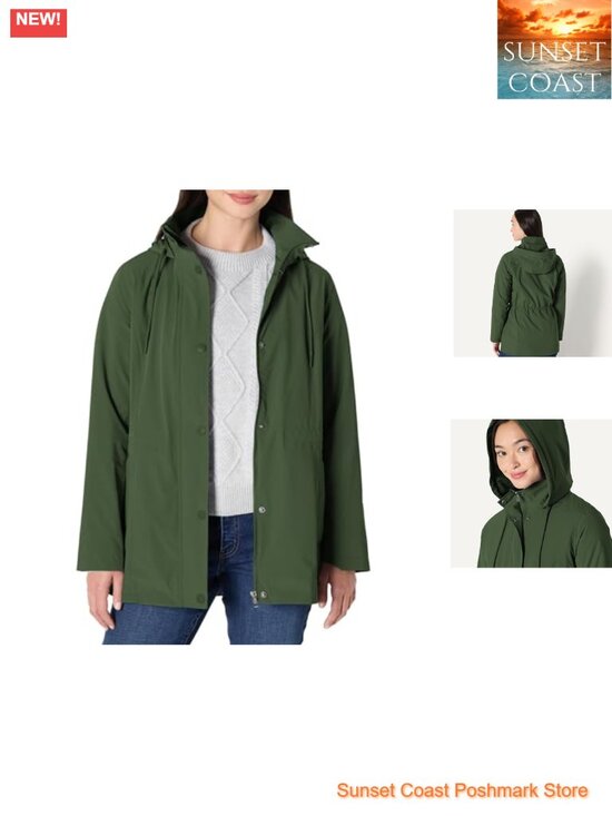 Jackets & Blazers - Waterproof Long Hooded Rain Jacket Relaxed Fit Women's Anorak Lightweight